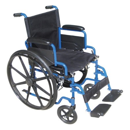 REFUAH Blue Streak Wheelchair with Flip Back Detachable Desk Arms and Elevating Leg Rests RE63197